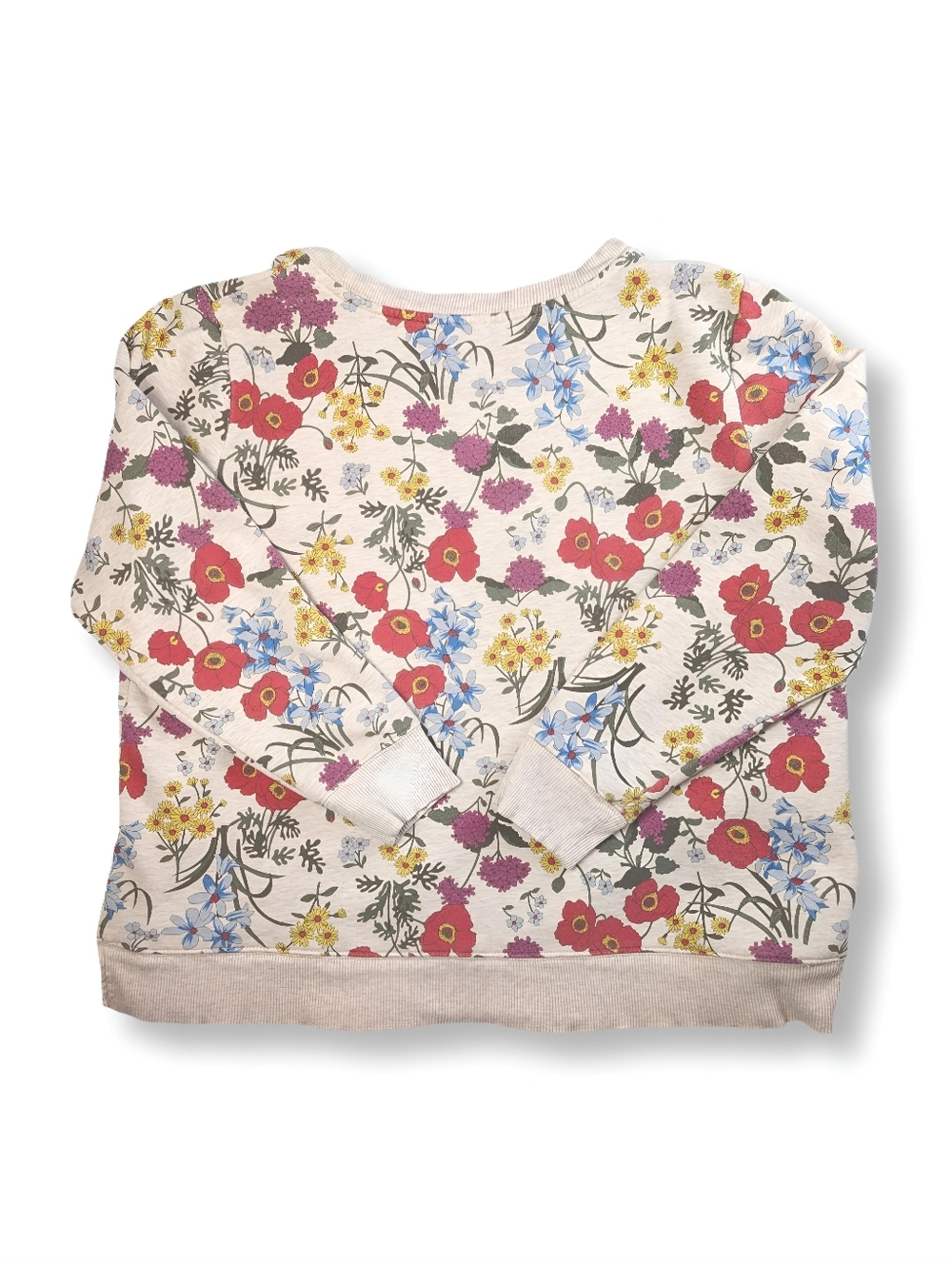Talbots Floral Crewneck Sweatshirt in Beige, Pink, Yellow, Green Size X - Picture 4 of 7